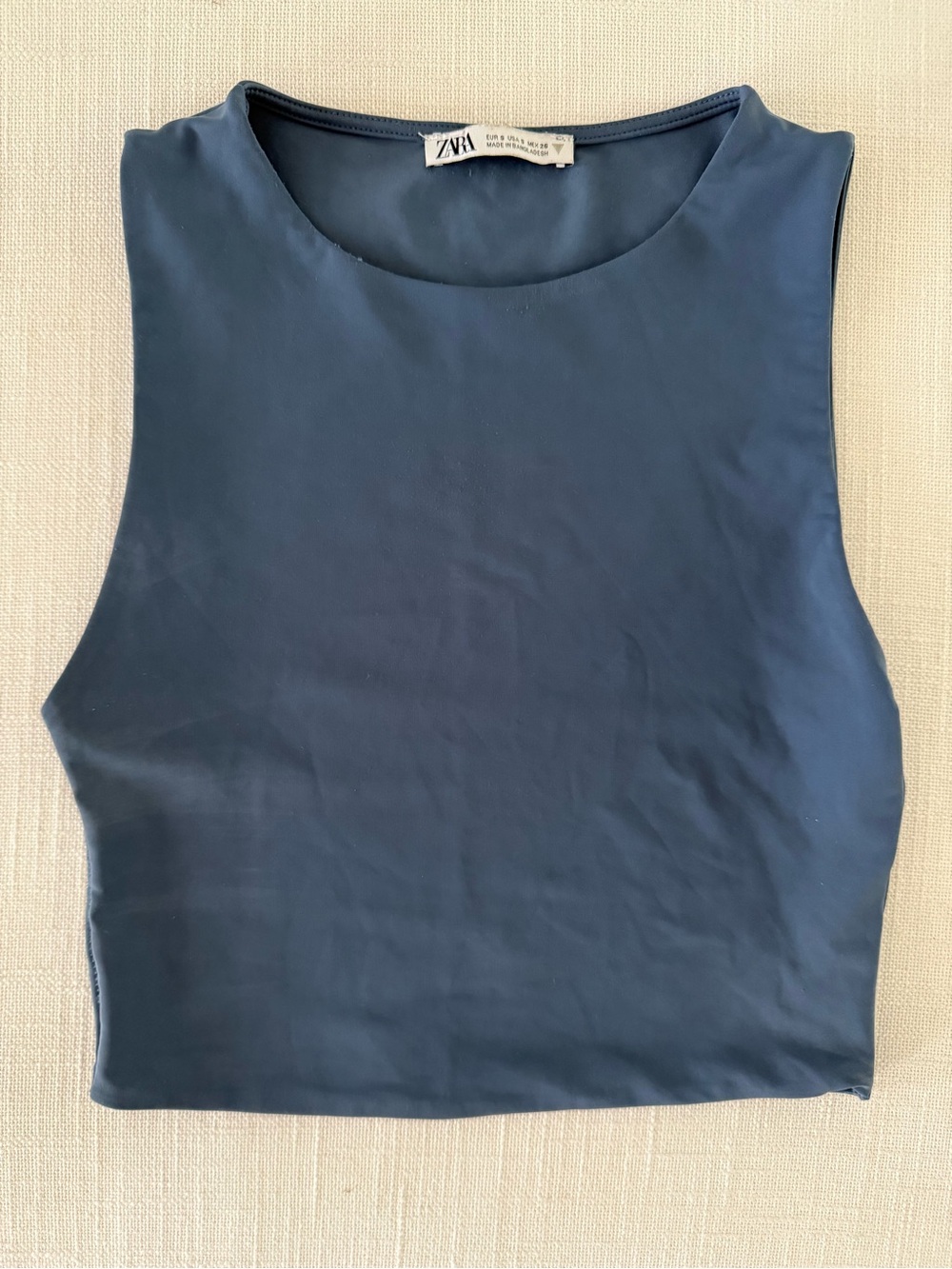 ZARA Navy Slate Crop Tank Top